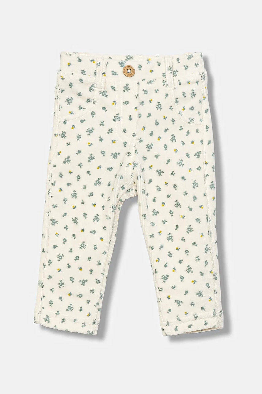 United Colors of Benetton pantaloni bebe culoarea bej, cu imprimeu, 4NNFAE005