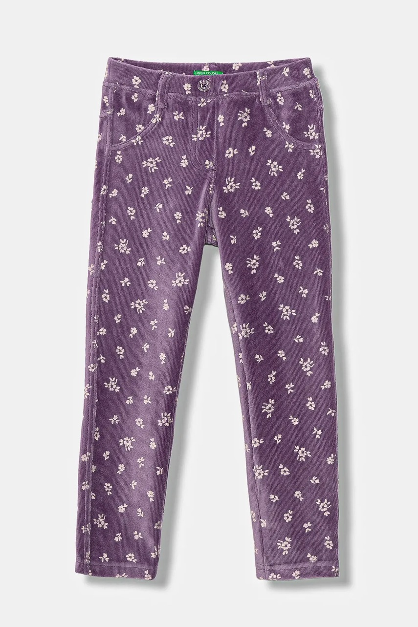 United Colors of Benetton leggins copii culoarea violet, cu imprimeu, 4NNFGE02N