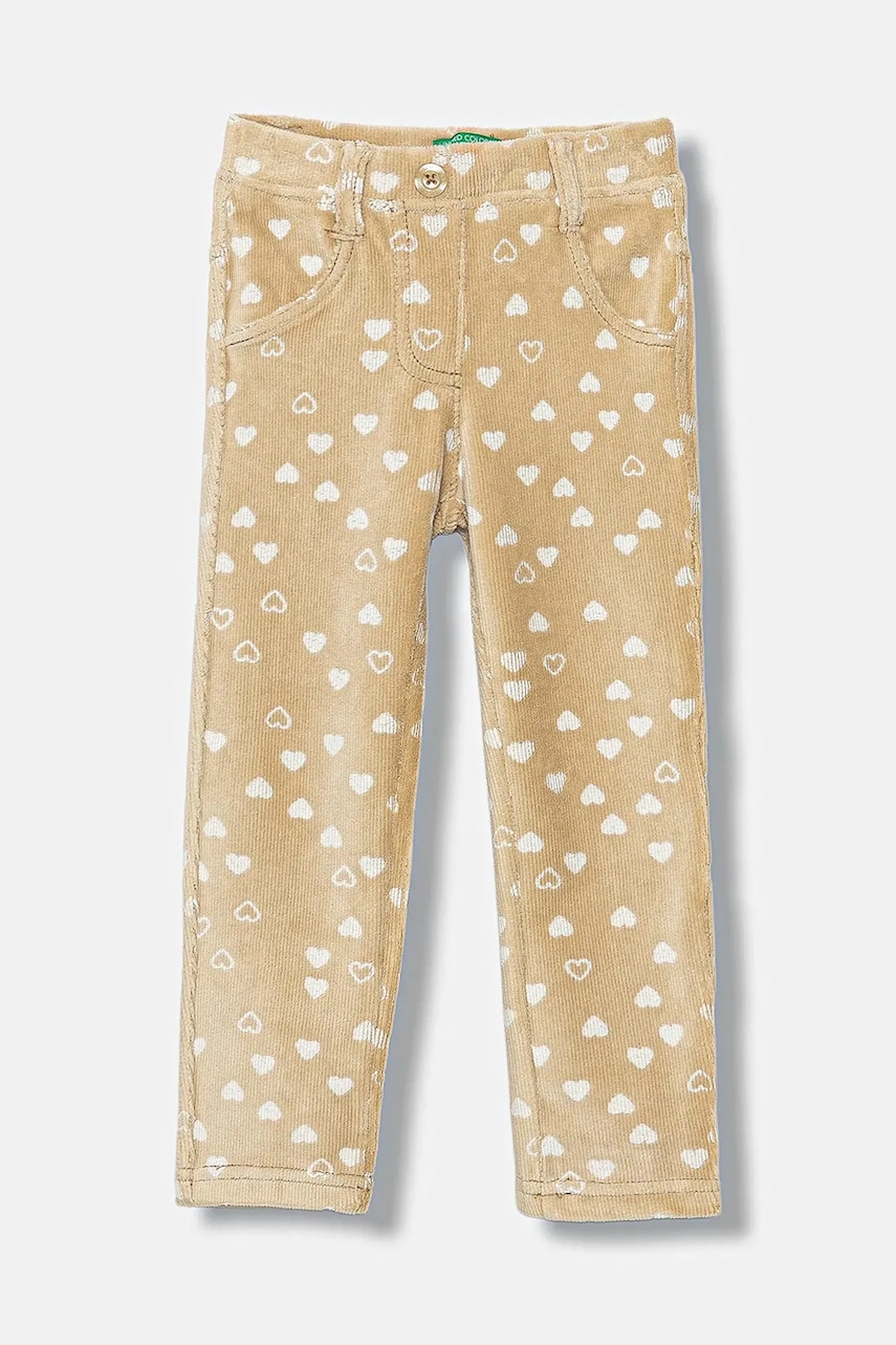 United Colors of Benetton leggins copii culoarea bej, cu imprimeu, 4NNFGE02N
