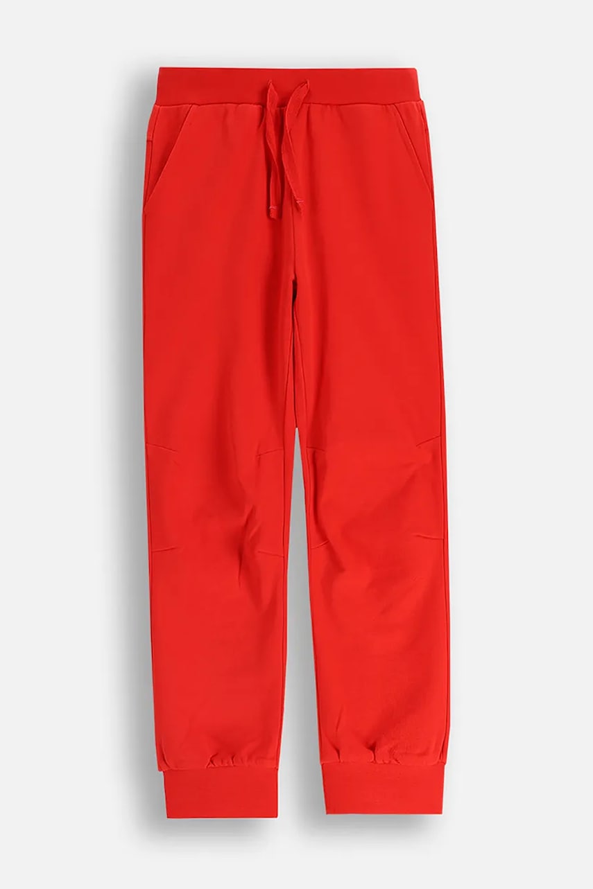 Coccodrillo pantaloni de trening din bumbac pentru copii culoarea roșu, uni, EVERYDAY GIRL A