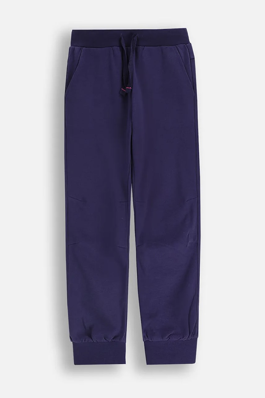Coccodrillo pantaloni de trening din bumbac pentru copii culoarea bleumarin, uni, EVERYDAY GIRL A