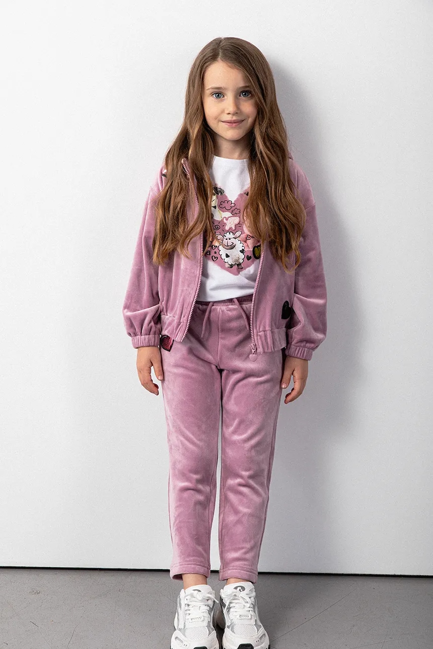 Coccodrillo pantaloni de trening din bumbac pentru copii culoarea roz, uni, CRAFT PUNK GIRL KIDS