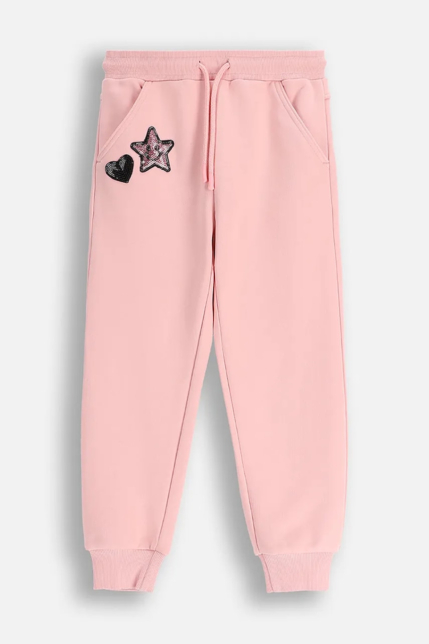 Coccodrillo pantaloni de trening din bumbac pentru copii culoarea roz, uni, CRAFT PUNK GIRL KIDS