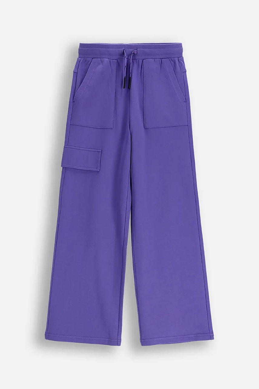 Coccodrillo pantaloni de bumbac pentru copii culoarea violet, uni, RAVE GIRL JUNIOR