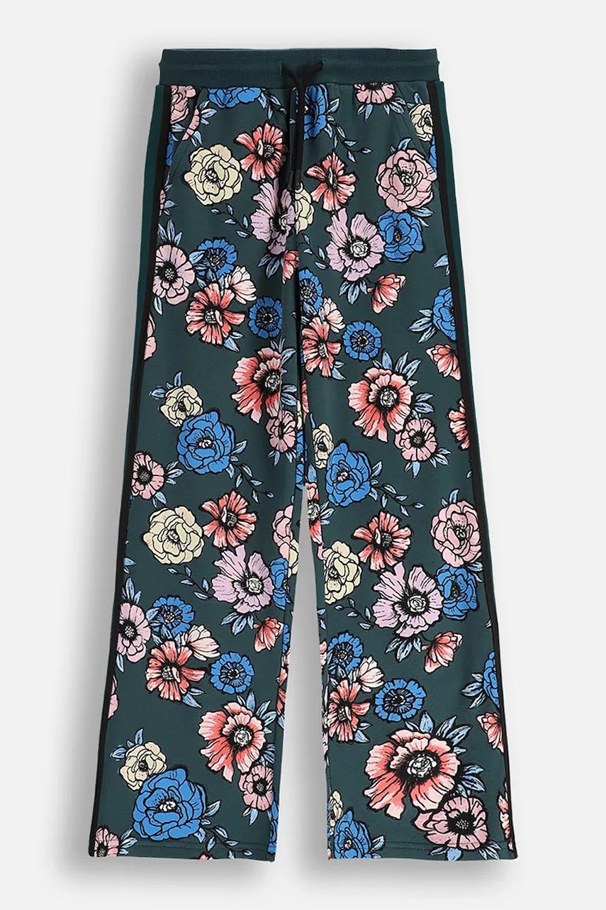 Coccodrillo pantaloni de trening din bumbac pentru copii culoarea verde, cu imprimeu, FABOLOUS GIRL JUNIOR
