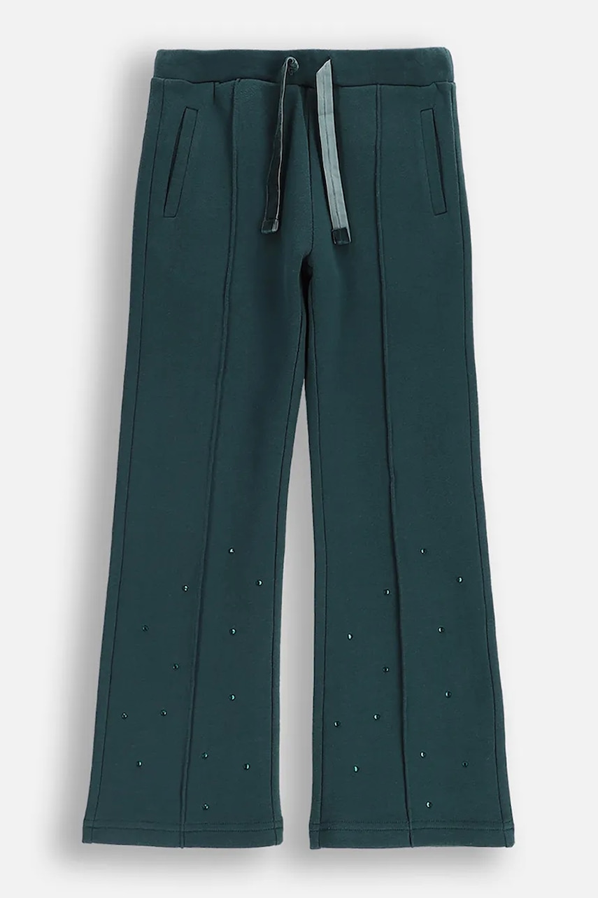 Coccodrillo pantaloni de trening din bumbac pentru copii culoarea verde, cu imprimeu, FROSTING PUDDLE GIRL KIDS
