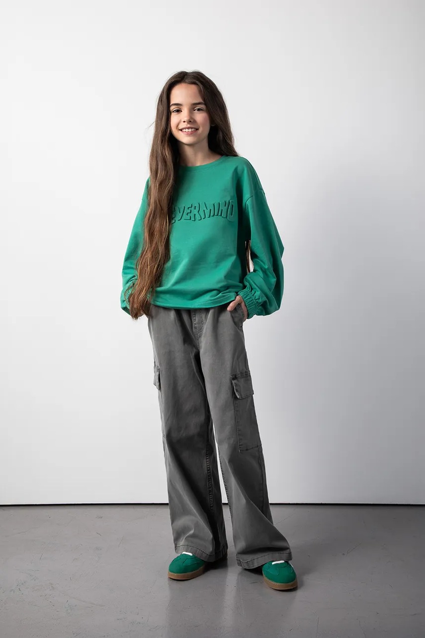 Levně Dětské kalhoty Coccodrillo šedá barva, RAVE GIRL JUNIOR