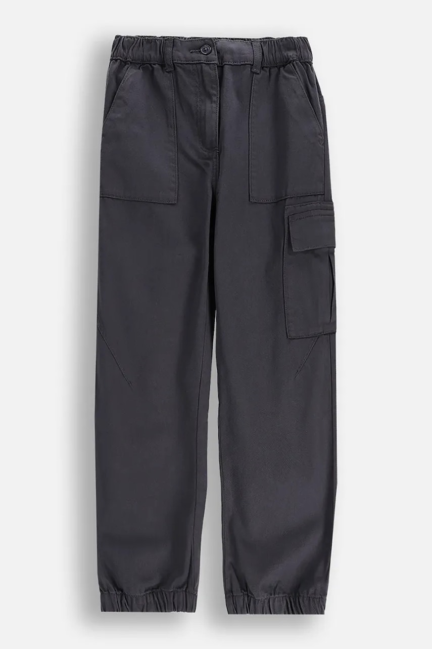 Coccodrillo pantaloni de bumbac pentru copii culoarea gri, uni, WINTER COSY GRIL JUNIOR