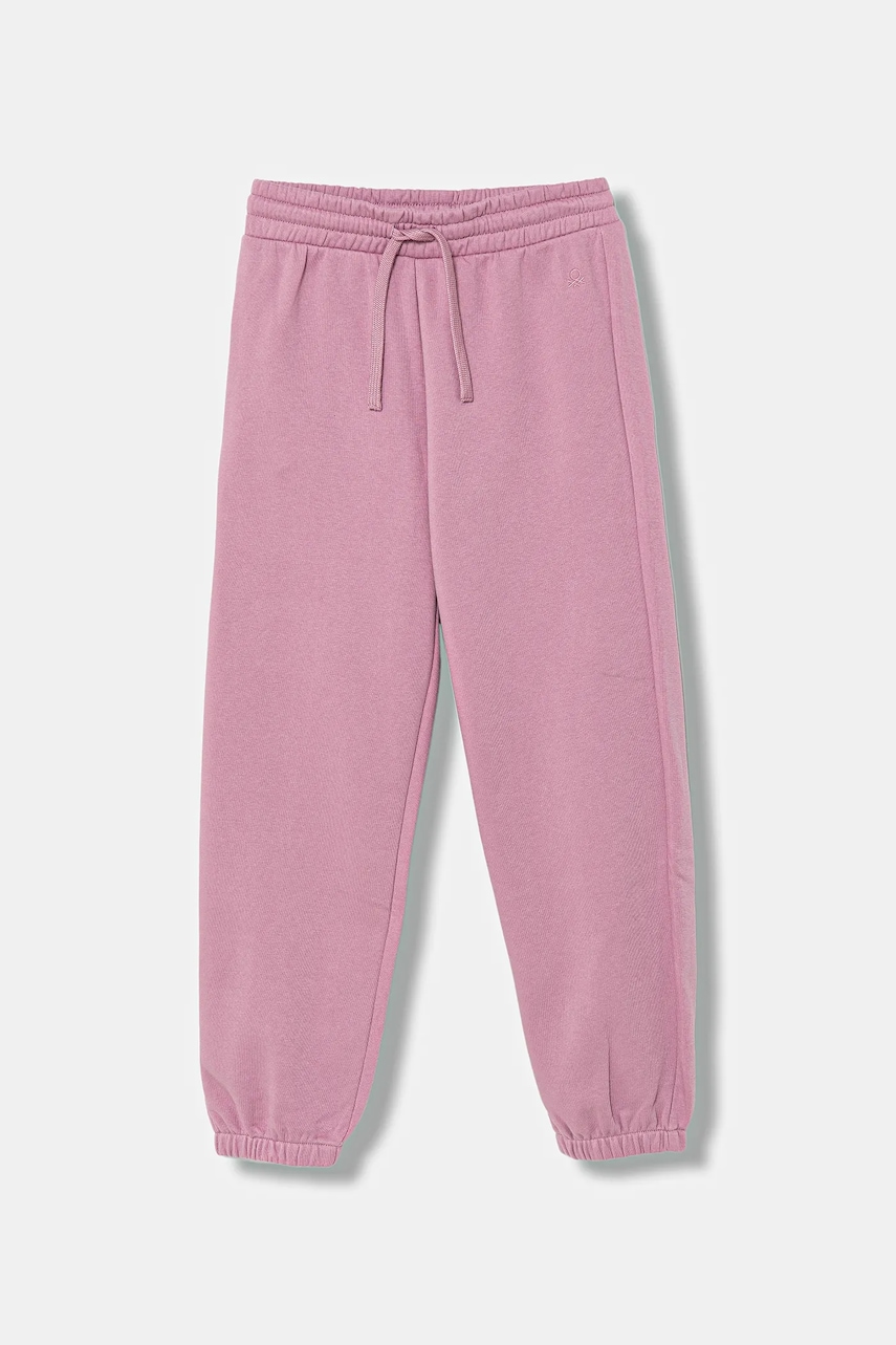 United Colors of Benetton pantaloni de trening pentru copii culoarea roz, uni, 39M2CF05I