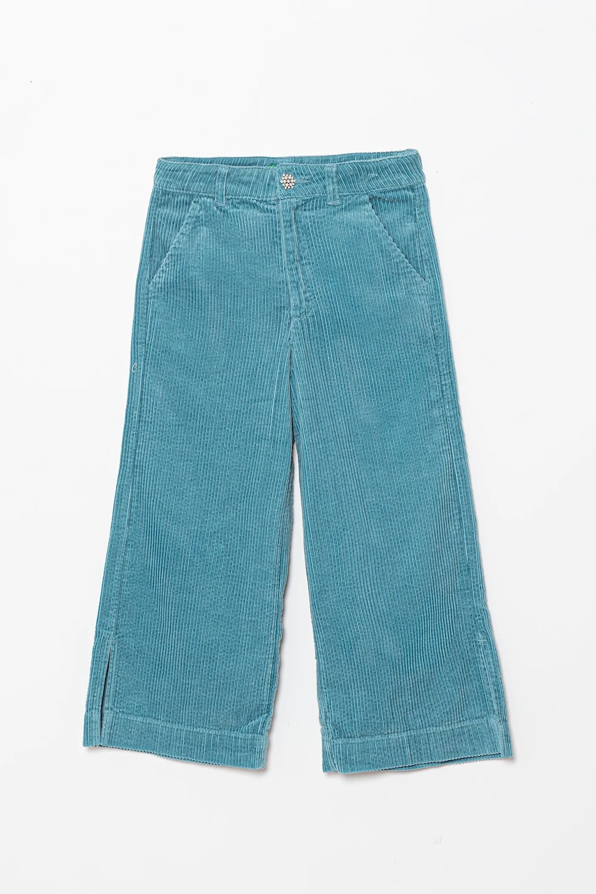 United Colors of Benetton pantaloni din catifea pentru copii culoarea verde, uni, 4IZWCF05A
