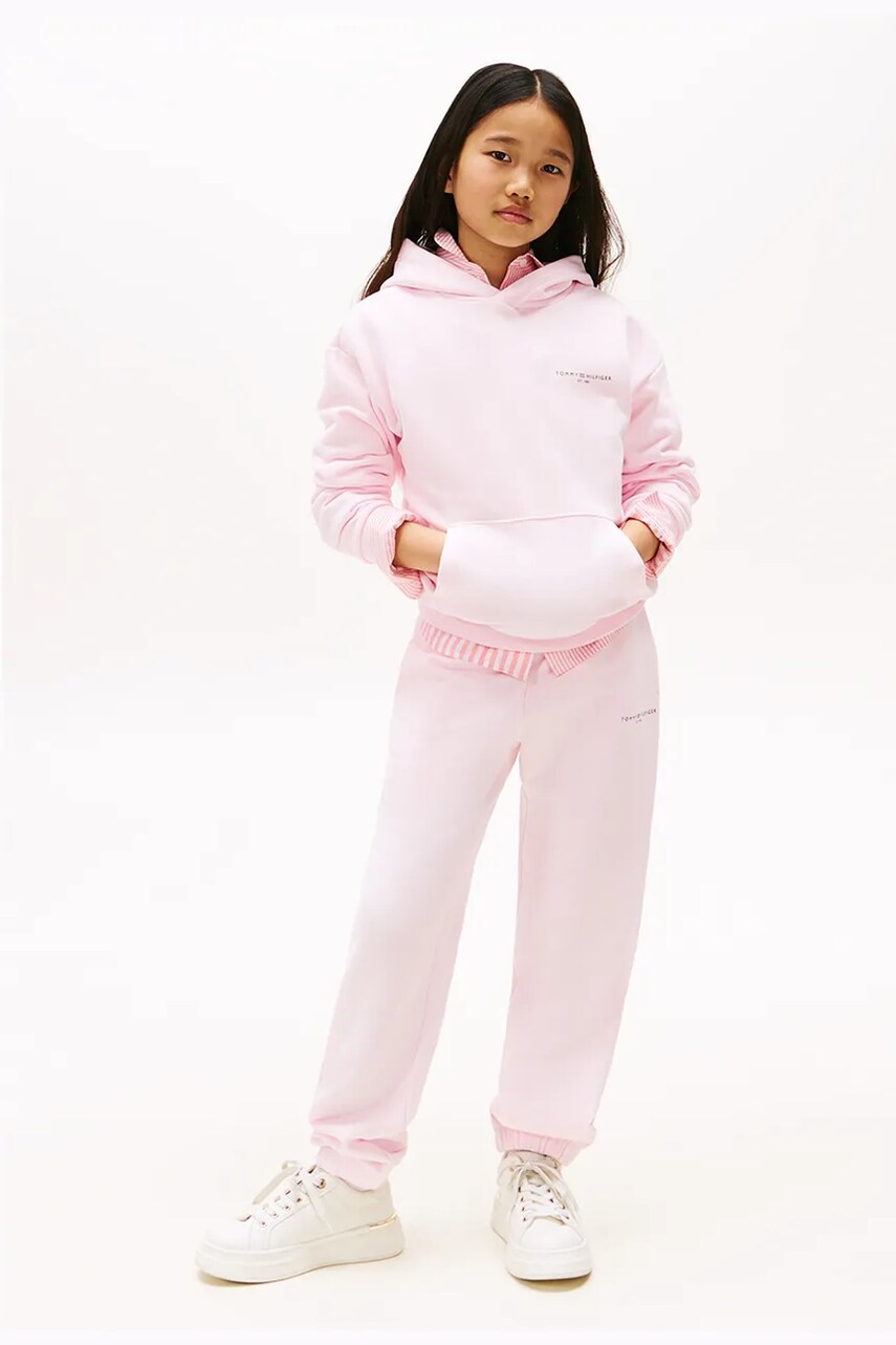 Levně Kalhoty Tommy Hilfiger růžová barva, KS0KS00596