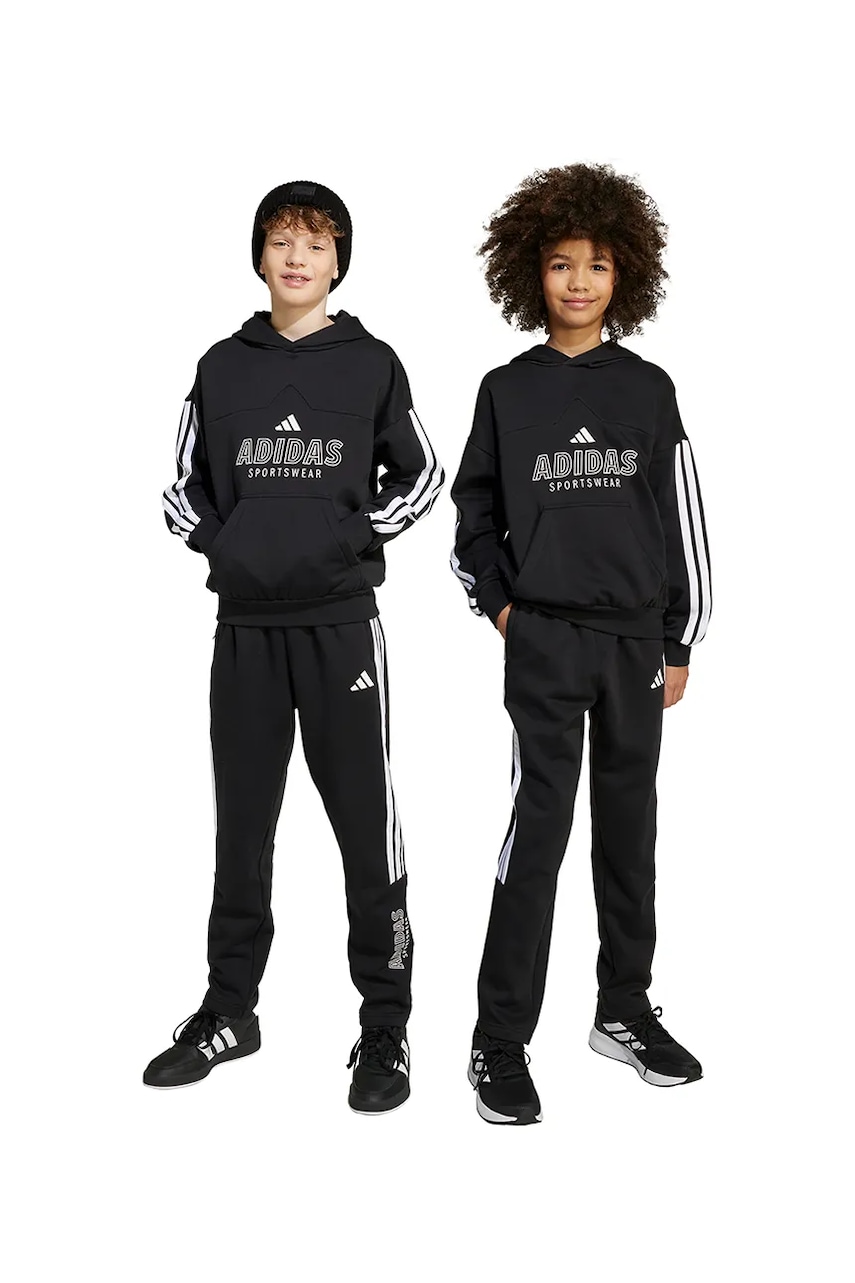 adidas pantaloni de trening pentru copii culoarea negru, cu imprimeu, JM1514