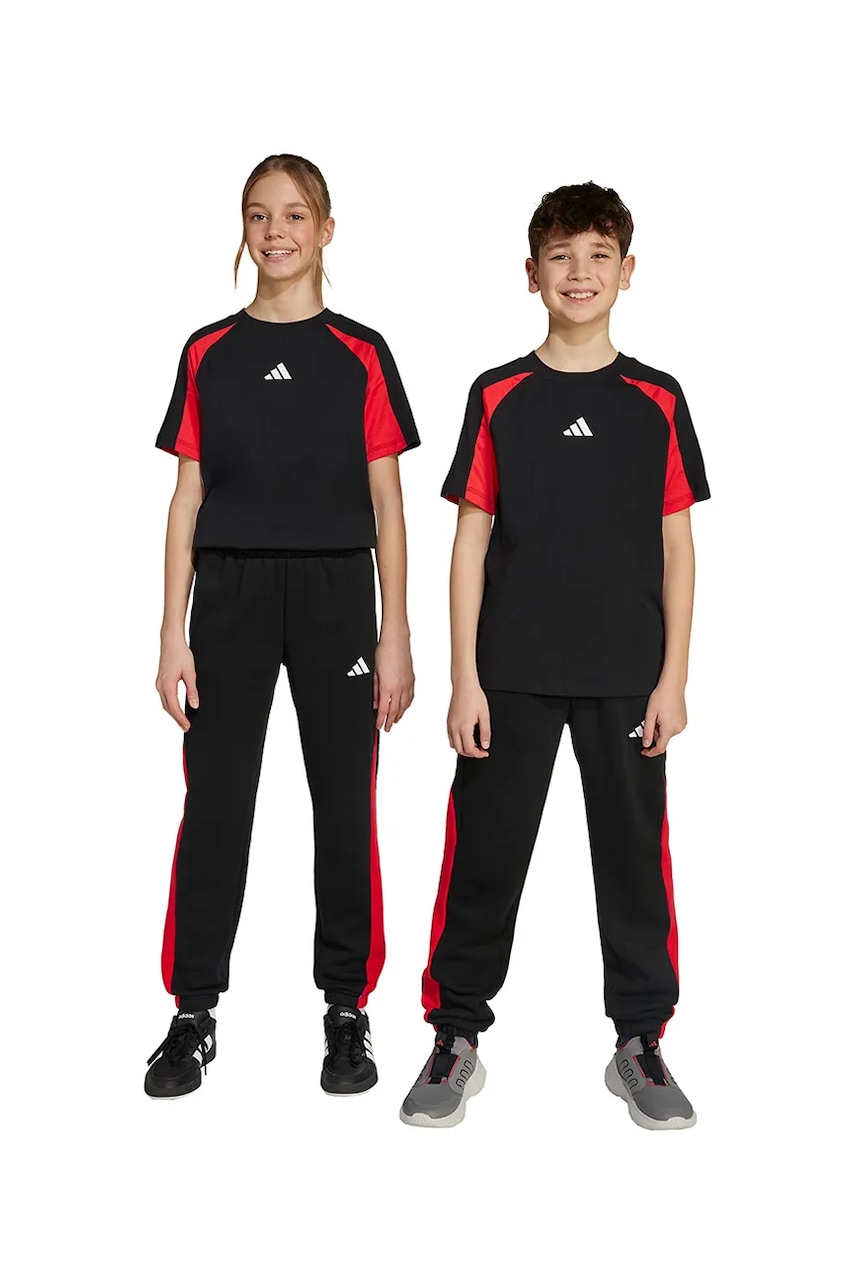 adidas pantaloni de trening pentru copii culoarea negru, cu imprimeu, JM1627