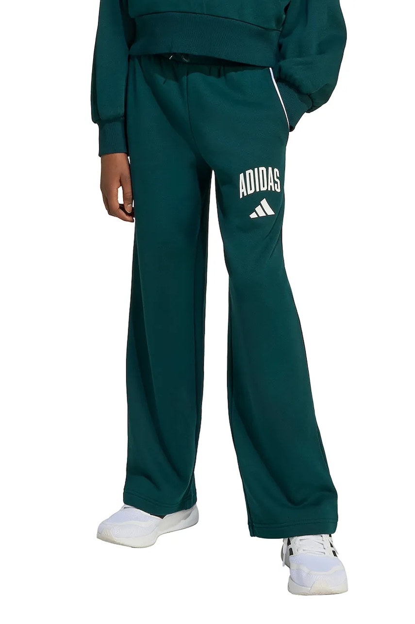 adidas pantaloni de trening pentru copii culoarea verde, cu imprimeu, JV7372