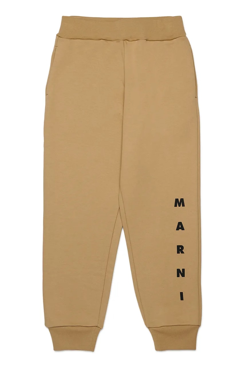 Marni pantaloni de trening pentru copii MP72U TROUSERS culoarea bej, cu imprimeu, M01218