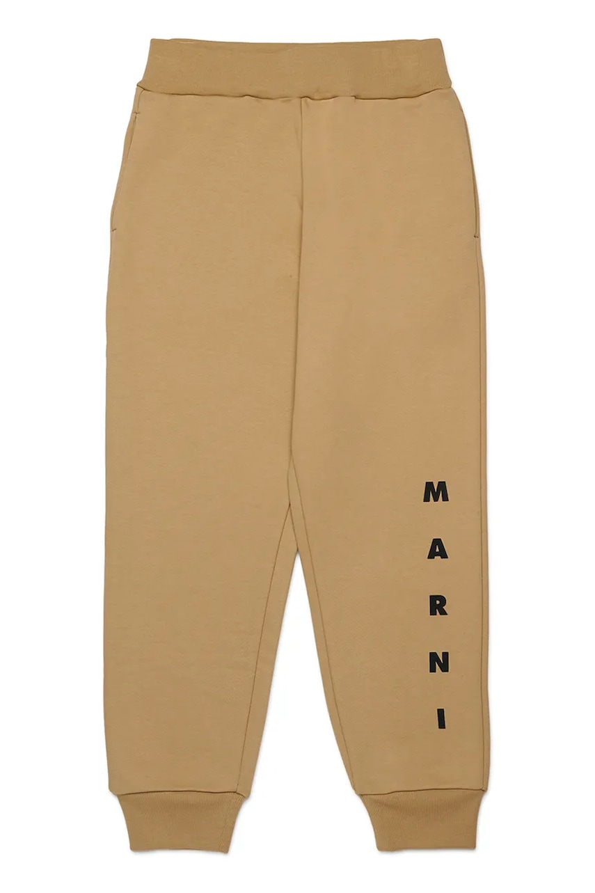 Marni pantaloni de trening pentru copii MP72U TROUSERS culoarea bej, cu imprimeu, M01218