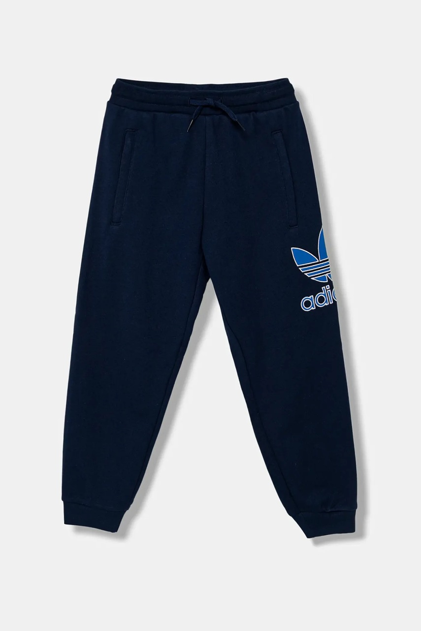 adidas Originals pantaloni de trening din bumbac pentru copii culoarea bleumarin, cu imprimeu, JV8577