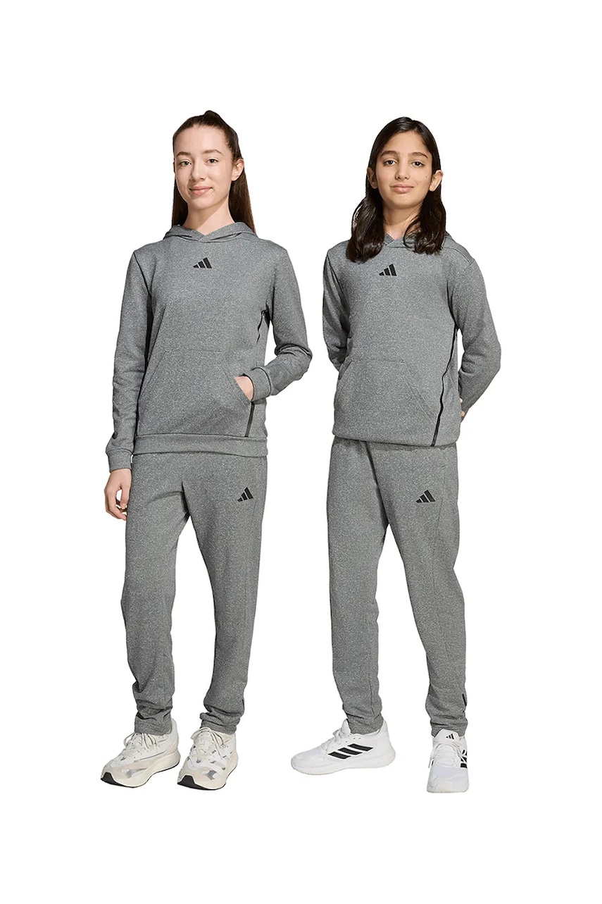 adidas pantaloni de trening pentru copii culoarea gri, melanj, JW1973