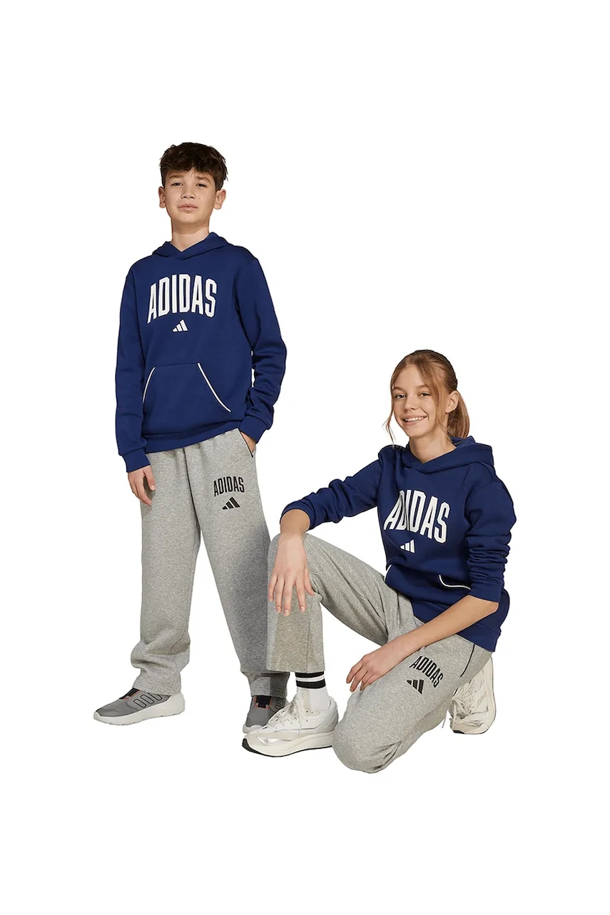 adidas pantaloni de trening pentru copii culoarea gri, cu imprimeu, JW2386