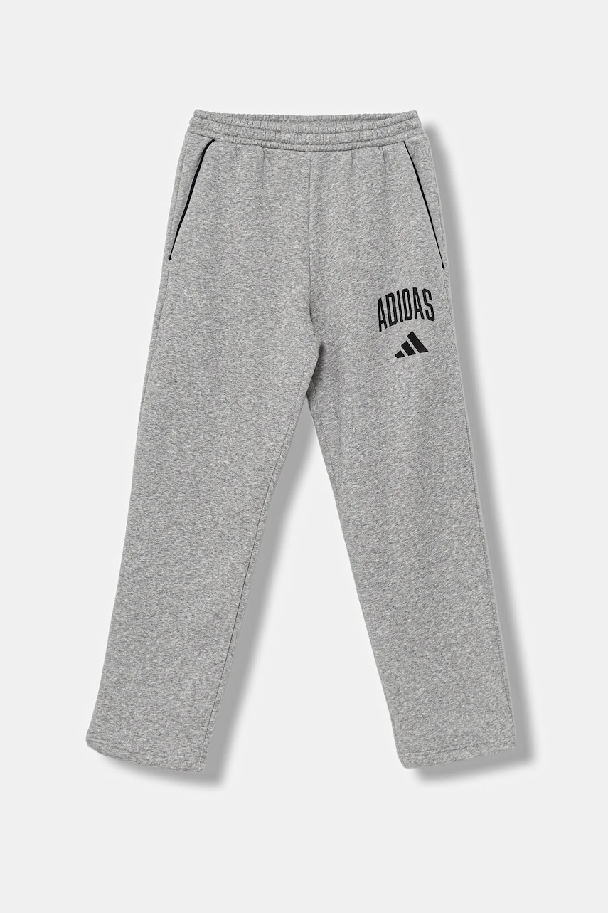 adidas pantaloni de trening pentru copii culoarea gri, cu imprimeu, JW2386