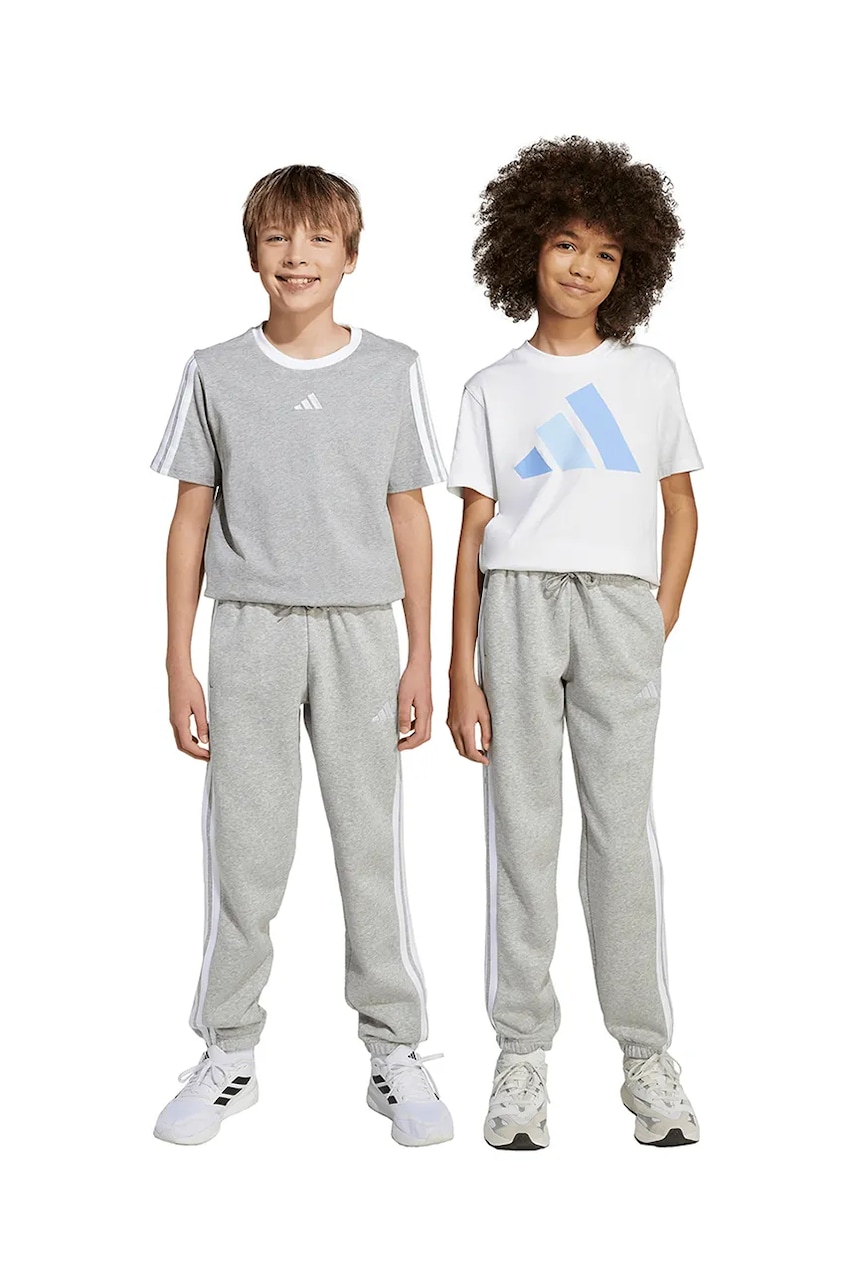 adidas pantaloni de trening pentru copii culoarea gri, cu imprimeu, JY4995