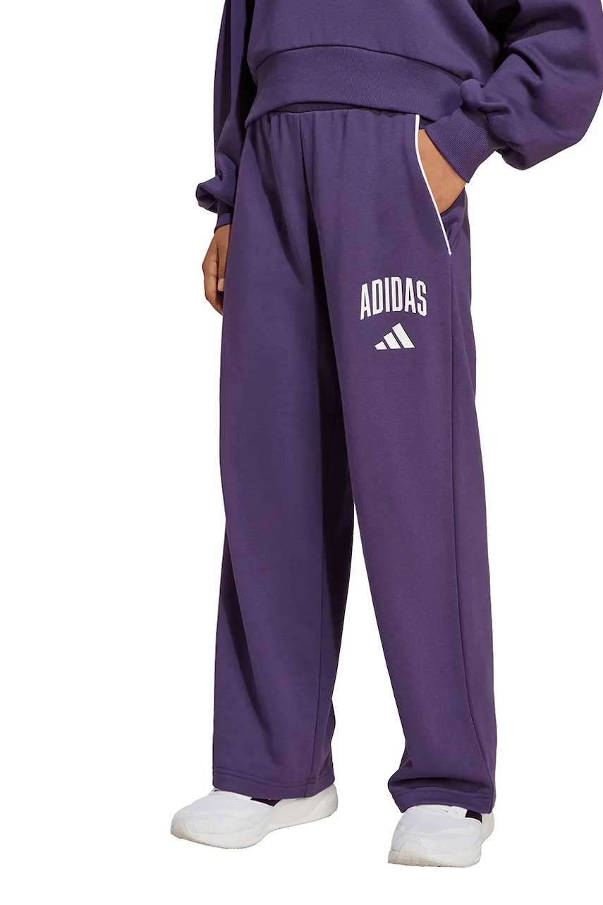 adidas pantaloni de trening pentru copii culoarea violet, cu imprimeu, JV7373