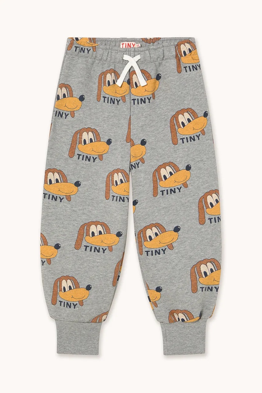 Детские хлопковые штаны Tinycottons DOGS SWEATPANT цвет серый узор AW25-068