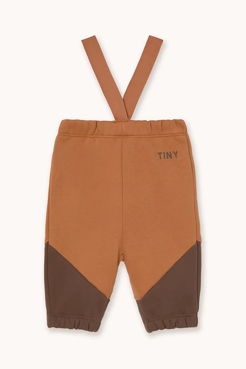 Tinycottons pantaloni de trening pentru bebeluși TINY COLOR BLOCK BABY SWEATPANT culoarea maro, AW25-278