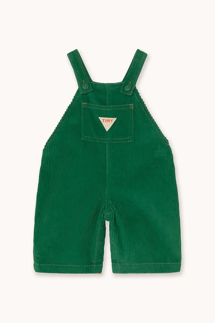 Tinycottons salopete pentru copii DUNGAREE CORDUROY BABY culoarea verde, uni, AW25-566