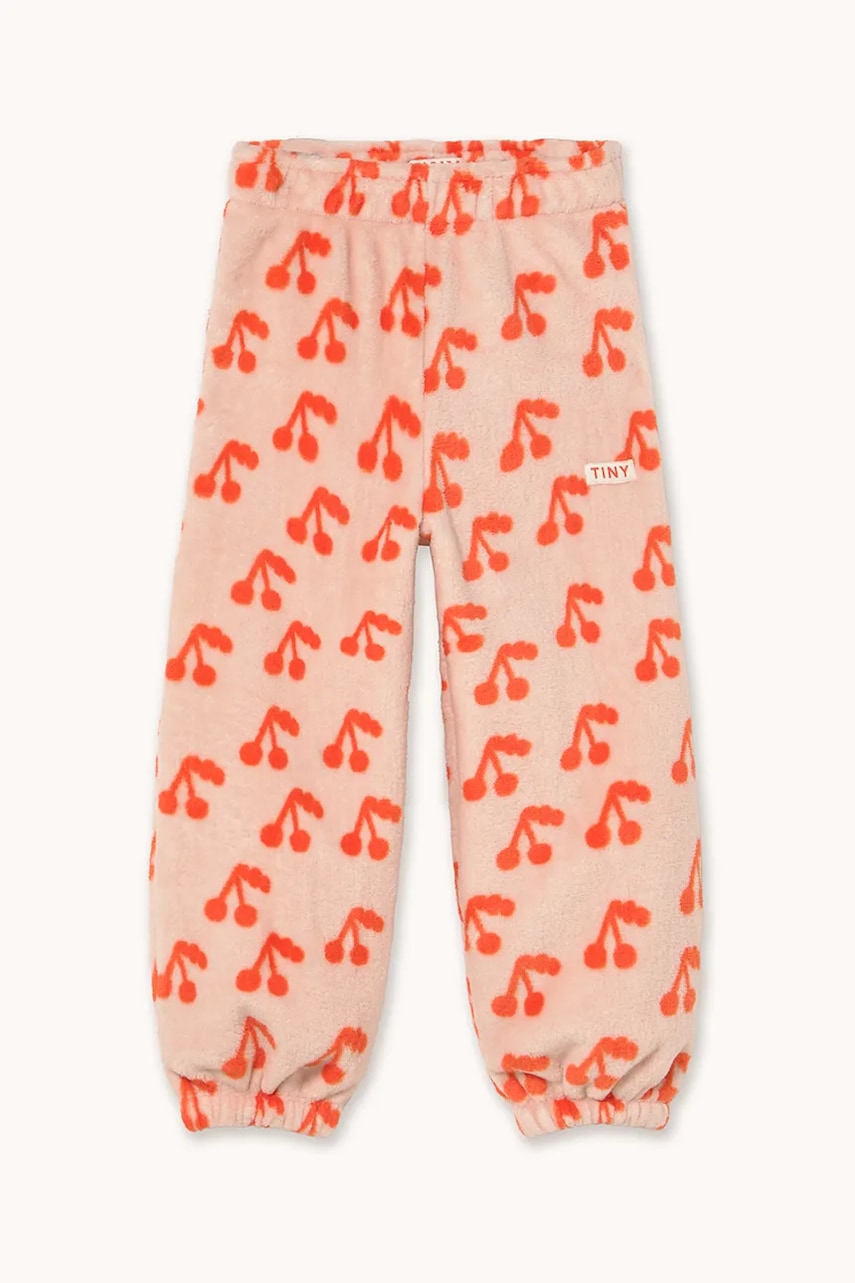 Tinycottons pantaloni de trening CHERRIES POLAR SWEATPANT culoarea portocaliu, cu imprimeu, AW25-569