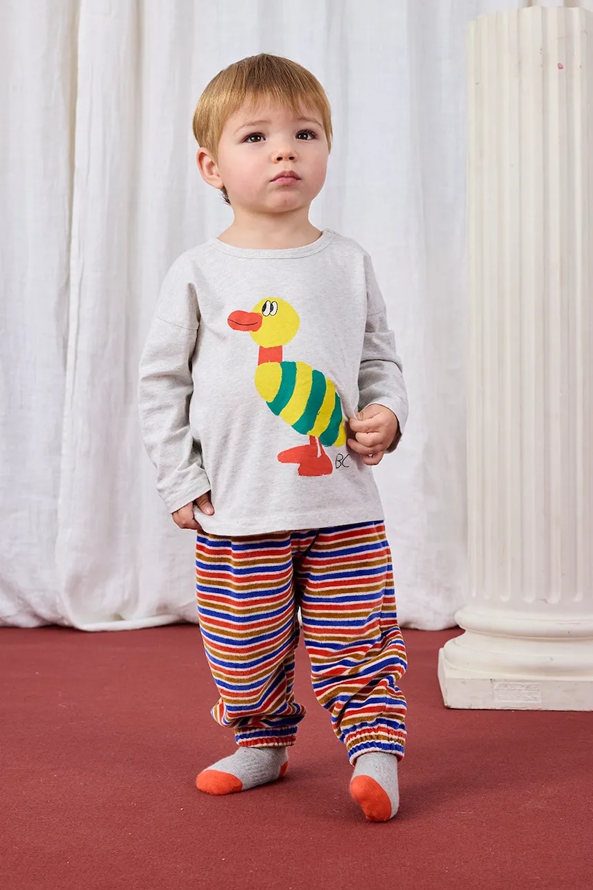Bobo Choses pantaloni de trening pentru bebeluși Have Fun culoarea portocaliu, cu imprimeu, 225AB073 Bobo Choses pantaloni de trening pentru bebeluși Have Fun culoarea portocaliu, cu imprimeu, 225AB073