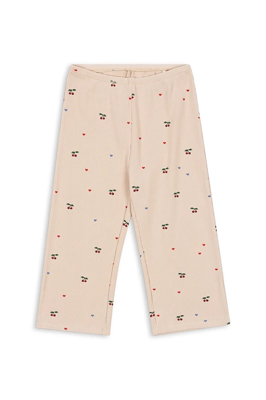 Konges Sløjd pantaloni de bumbac pentru copii ELLA PANTS GOTS culoarea bej, cu model KS103800