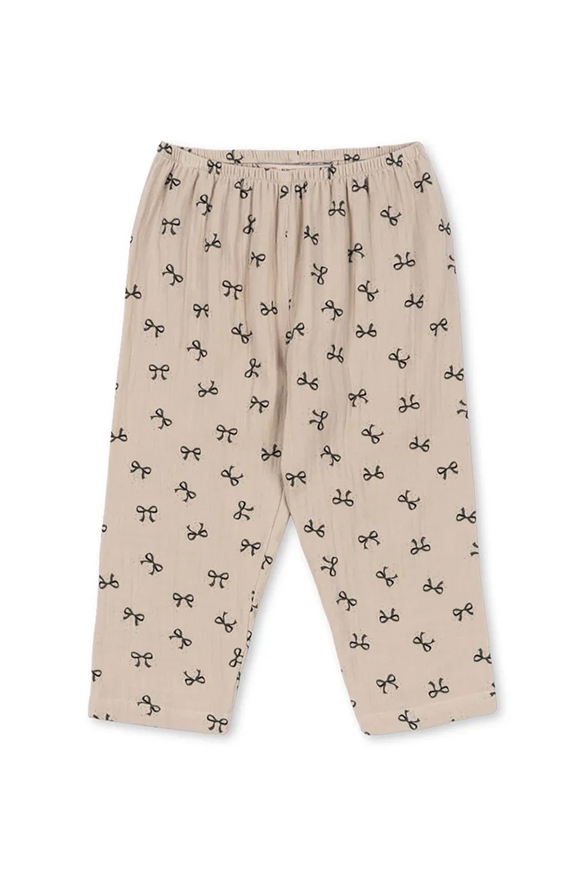 Konges Sløjd pantaloni de bumbac pentru copii COCO PANTS GOTS culoarea bej, cu imprimeu, KS103760
