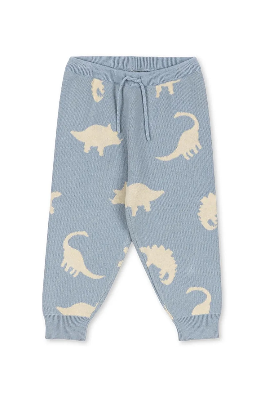 Konges Sløjd pantaloni de bumbac pentru copii LAPIS KNIT PANTS GOTS culoarea gri, cu imprimeu, KS103855