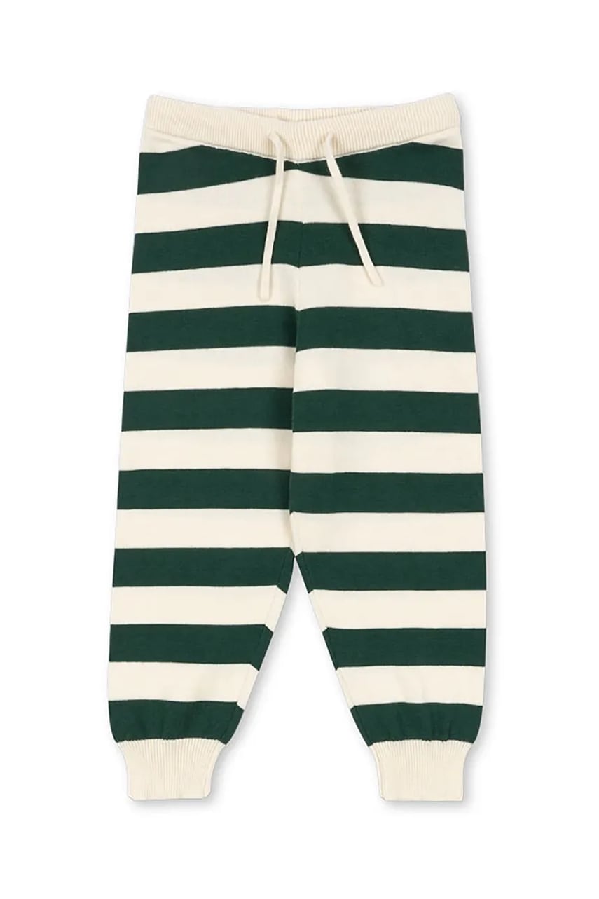 Levně Dětské bavlněné tepláky Konges Sløjd MANIS KNIT PANTS zelená barva, KS103897