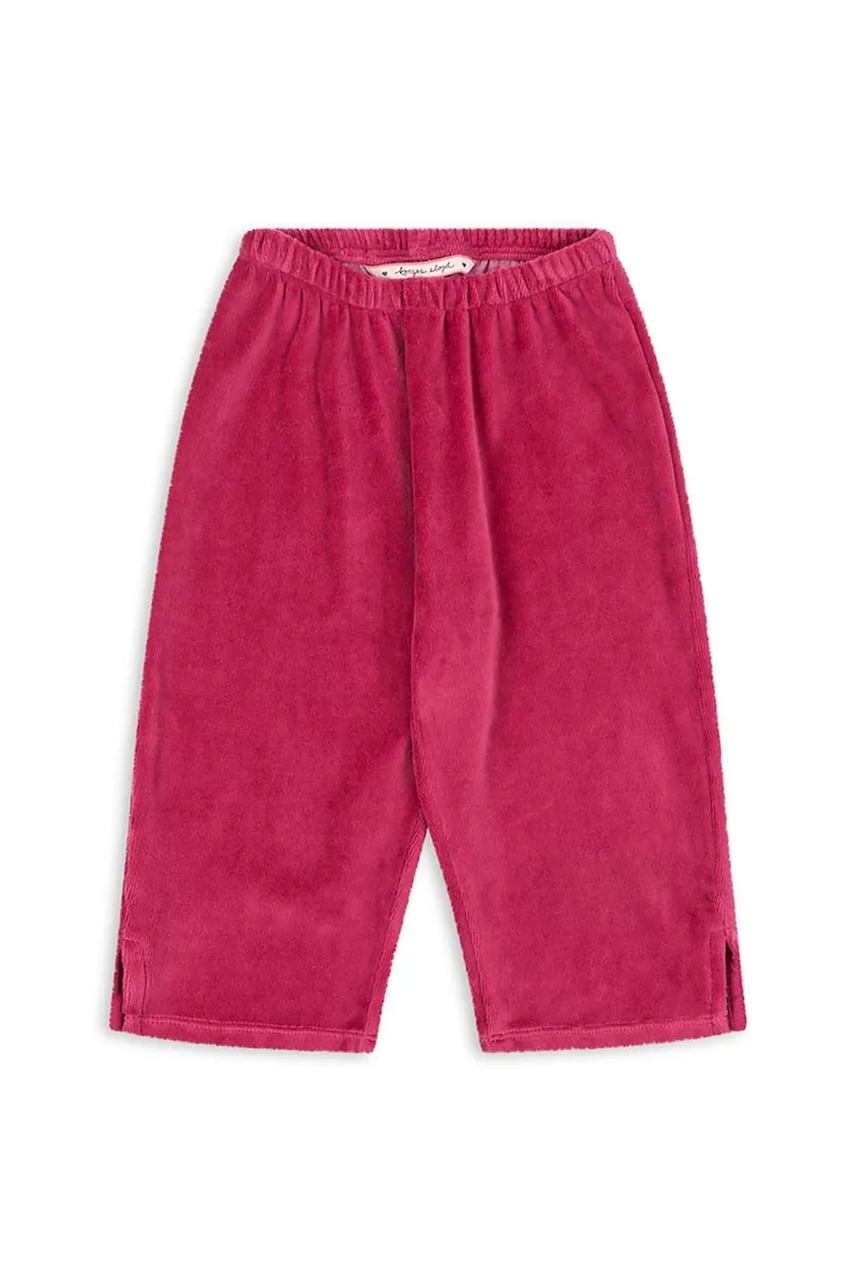 Levně Dětské tepláky s bavlnou Konges Sløjd VELOU PANTS GOTS vínová barva, KS104030