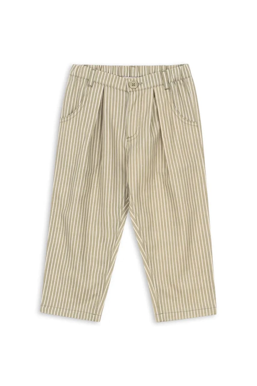 Konges Sløjd pantaloni de bumbac pentru copii FRANKIE PANTS GOTS culoarea verde, cu imprimeu, KS103813