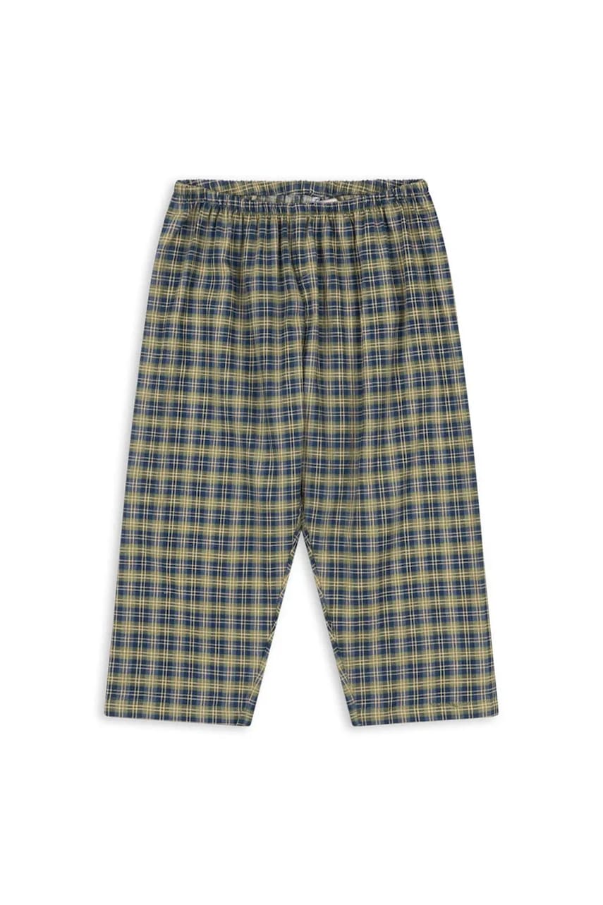 Konges Sløjd pantaloni de bumbac pentru copii TERRE PANTS GOTS culoarea turcoaz, cu imprimeu, KS104013