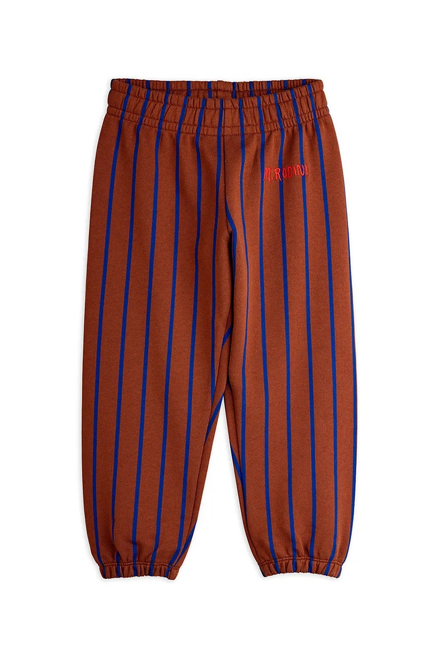 Mini Rodini pantaloni de trening din bumbac pentru copii culoarea maro, cu model, 25230134