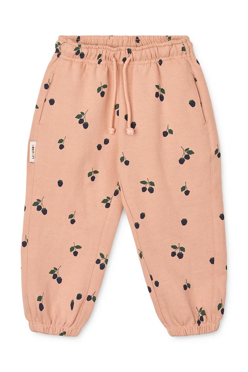 Liewood pantaloni de trening din bumbac pentru copii Arlo Printed Sweatpants culoarea portocaliu, cu model, LW20074