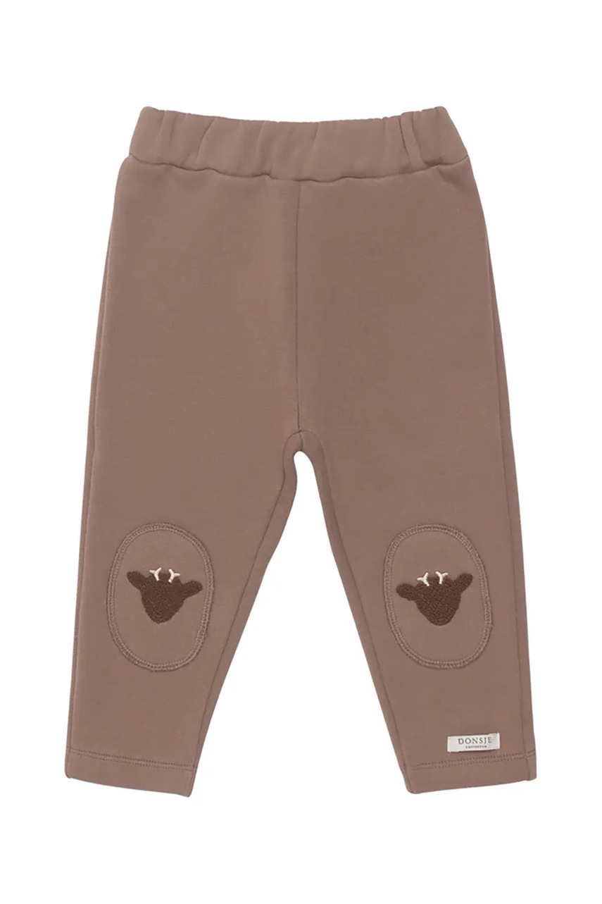 Бавовняні штани для немовлят Donsje Joek Trousers Stags колір коричневий з аплікацією 3040707
