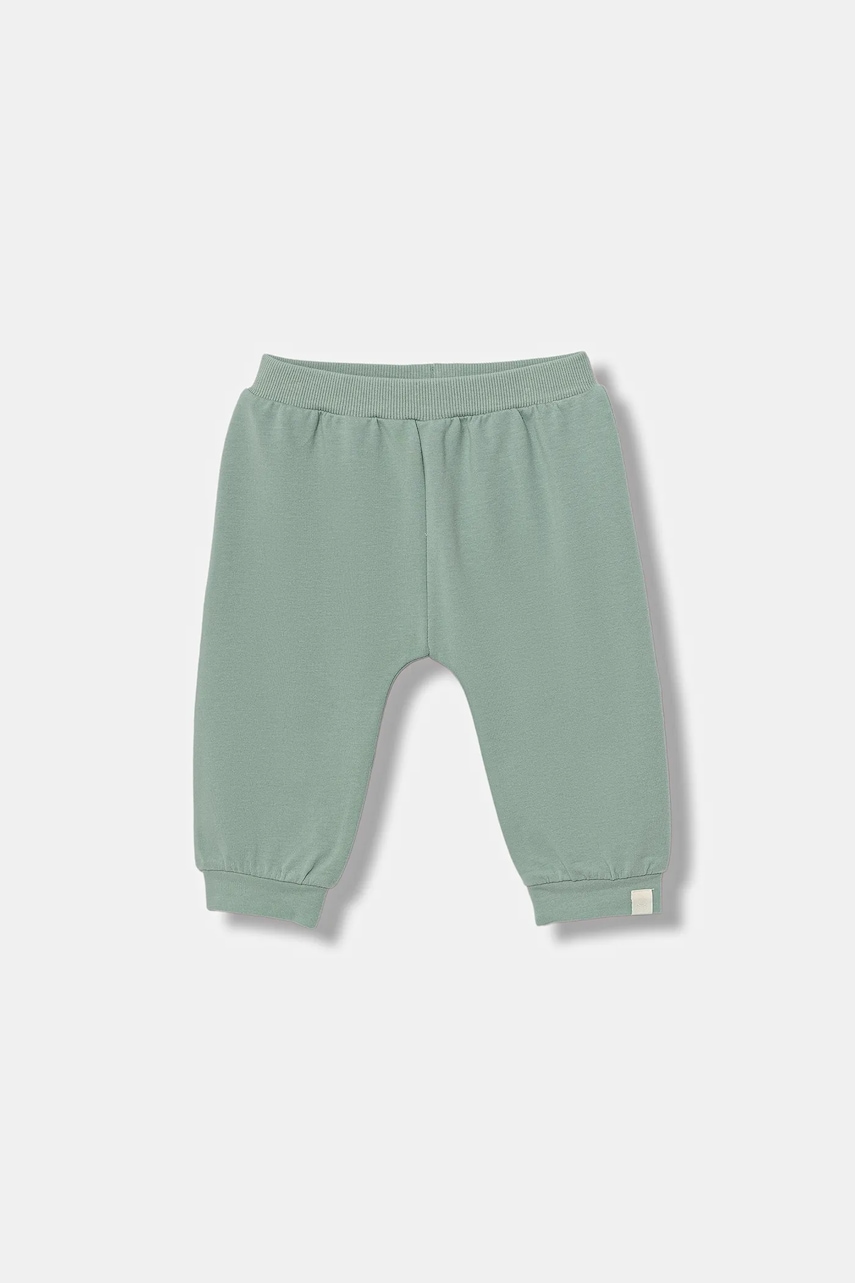 United Colors of Benetton pantaloni de trening pentru bebeluși culoarea turcoaz, neted, 3MDSAF02C