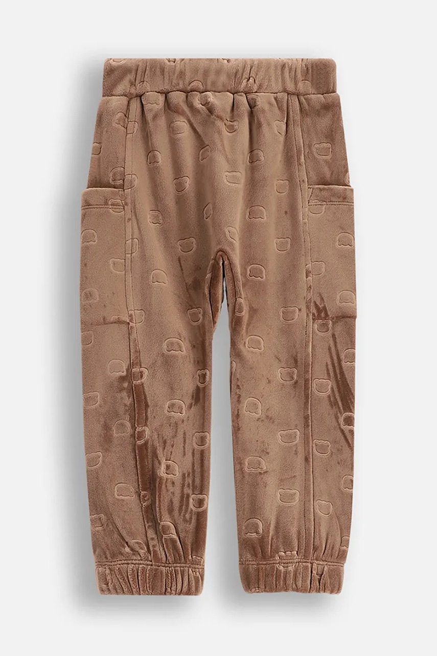 Детские спортивные штаны из велюра Coccodrillo цвет коричневый узор FOREST FRIENDS BOY NEWBORN