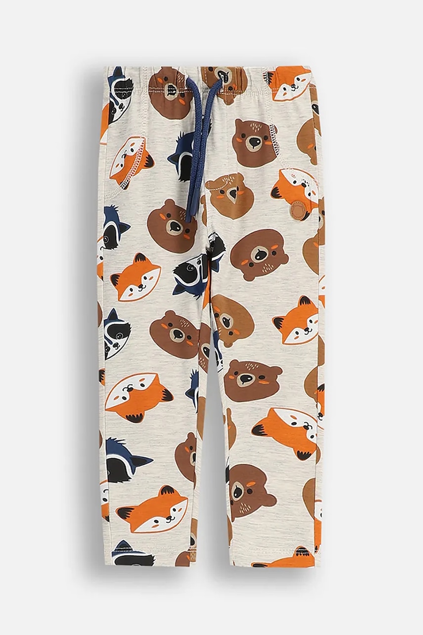 Coccodrillo pantaloni de trening pentru bebeluși culoarea gri, cu imprimeu, FOREST FRIENDS BOY NEWBORN