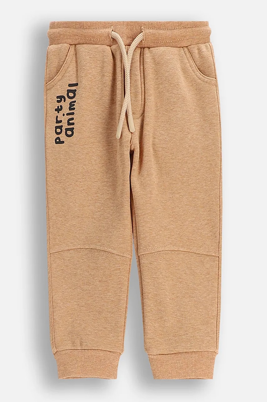 Coccodrillo pantaloni de trening din bumbac pentru bebeluși culoarea maro, uni, BUDDIES BOY NEWBORN