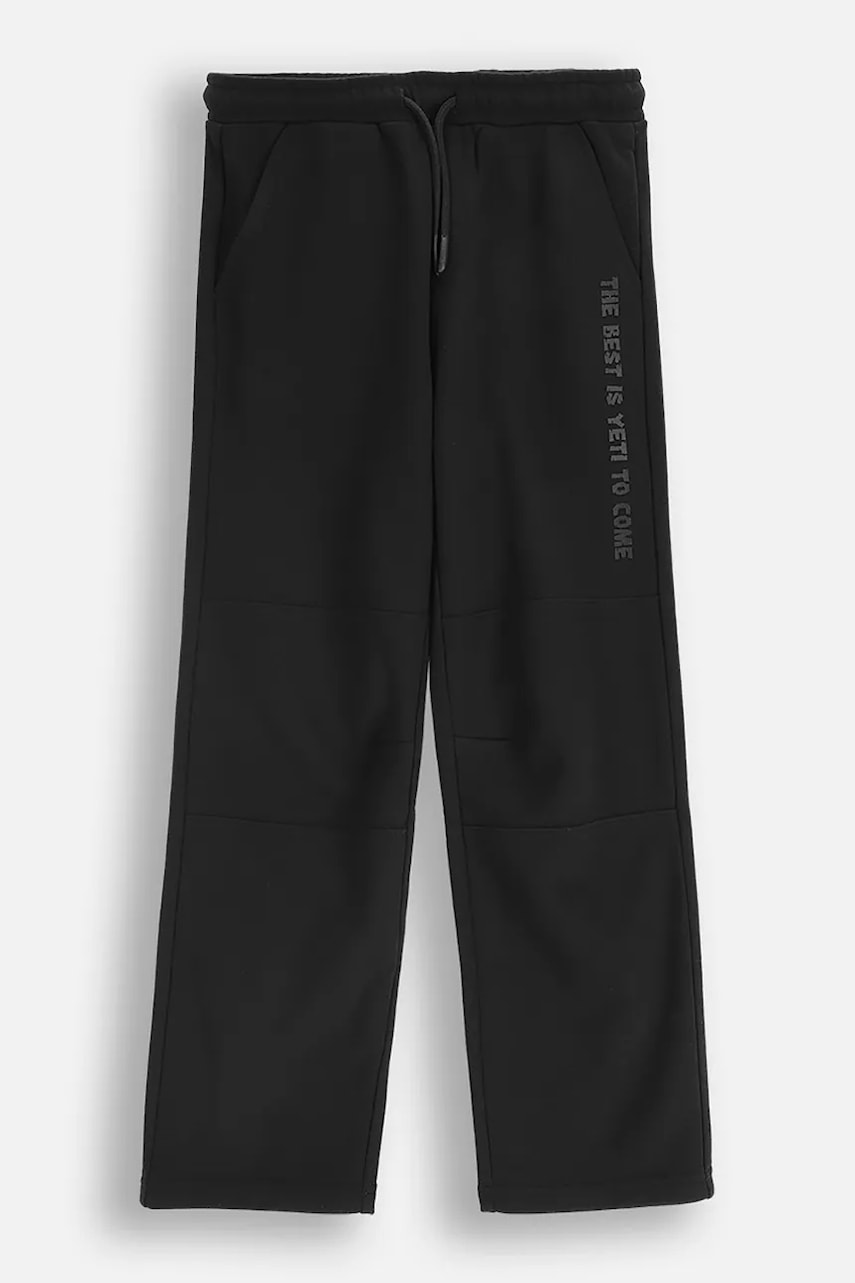 Coccodrillo pantaloni de trening pentru copii culoarea negru, uni, YETI BOY JUNIOR
