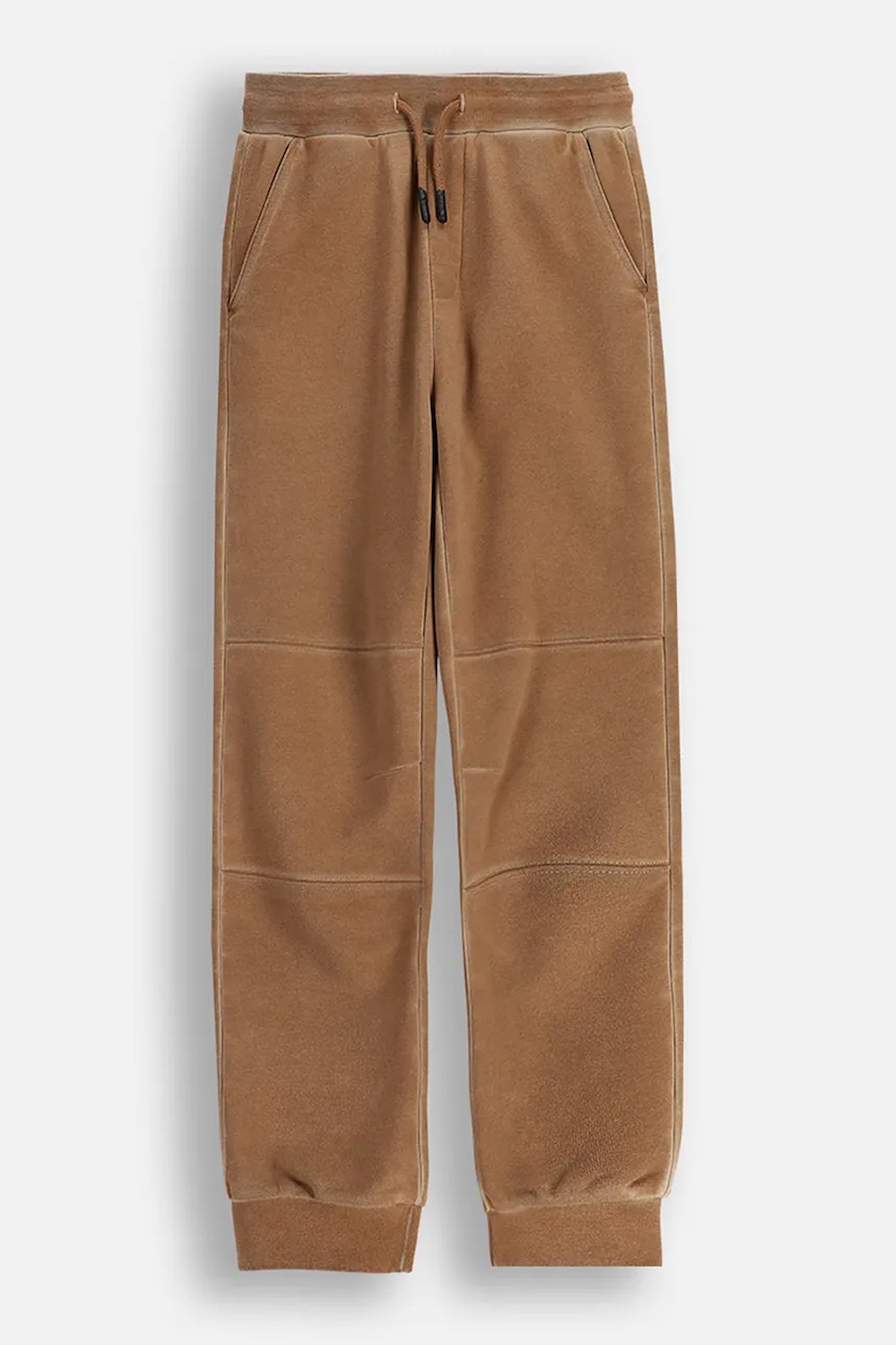 Coccodrillo pantaloni de trening pentru copii culoarea maro, uni, YETI BOY JUNIOR