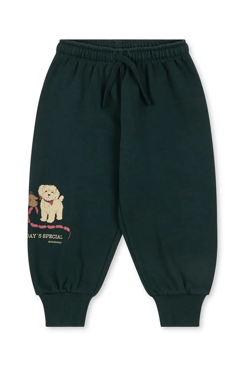 Konges Sløjd pantaloni de trening pentru copii DOGGY SWEAT PANTS OCS culoarea verde, uni, KS105168