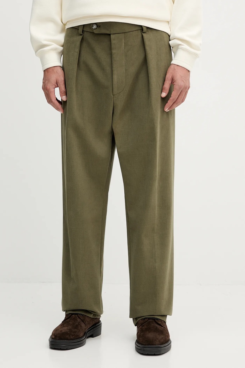 BOSS pantaloni de bumbac BECKHAM X BOSS culoarea verde, drept, 50554875