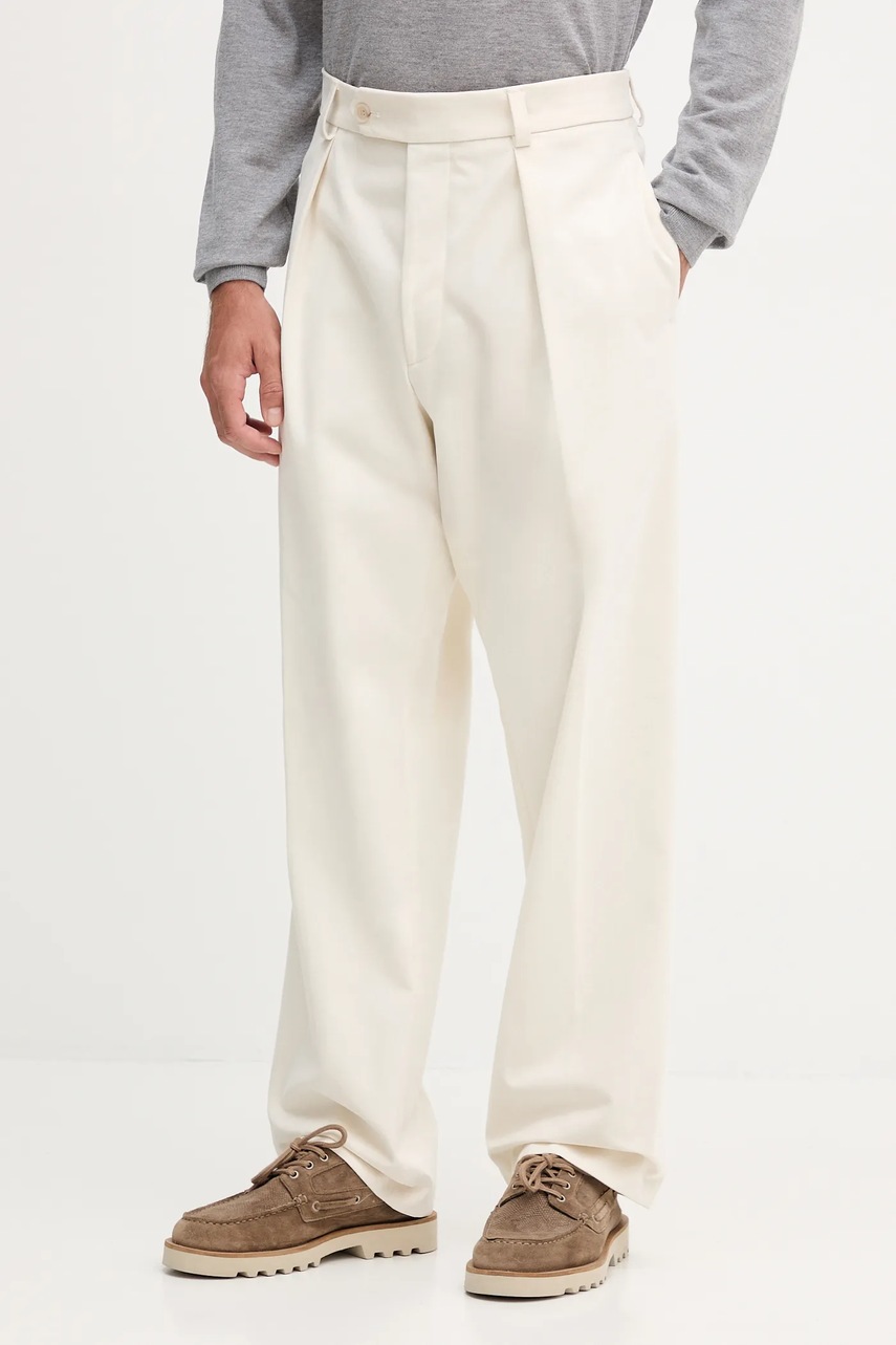 BOSS pantaloni de bumbac BECKHAM X BOSS culoarea bej, drept, 50554875